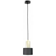 Keter Lighting - 2045 Luce Suspension Cylindrique Plafonnier Noir, Or, 15cm, 1x E27