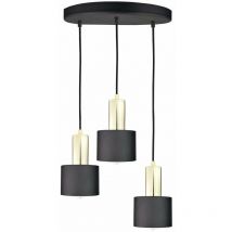 2049 Luce Cluster Pendelleuchte Schwarz, Gold, 30cm, 3x E27 - Keter Lighting
