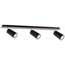 Keter Lighting - 2090 Barre de spots de plafond Eye noir, bois, 50 cm, 3x GU10