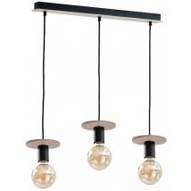 Keter Lighting - 268 Saturn Bar Suspension Plafonnier Naturel, Noir, 60cm, 3x E27