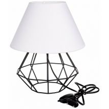 Keter Lighting - 286 Lampe de table Pati avec abat-jour conique rond noir, blanc, 25 cm, 1x E27