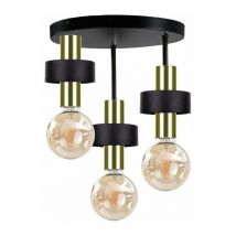 Keter Lighting - 305 Plafonnier semi-encastré à bras multiples Unica noir, or, 35 cm, 3x E27