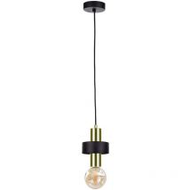 308 Plafoniera Unica Slim Sospensione Nera, Oro, 12cm, 1x E27 - Keter Lighting