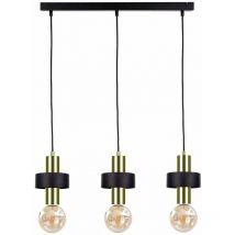Keter Lighting - 310 Unica Bar Suspension Plafonnier Noir, Or, 60cm, 3x E27