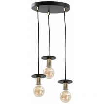 Keter Lighting - 412 Saturn Cluster Lámpara Colgante de Techo Negra, 30cm, 3x E27