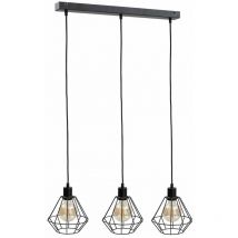 Keter Lighting - 452 Foskal Bar Suspension Plafonnier Noir, 60cm, 3x E27