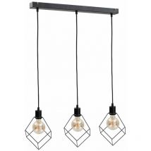 Keter Lighting - 499 Ruben Bar Suspension Plafonnier Noir, 60cm, 3x E27