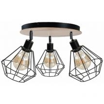 Keter Lighting - 567 Grappes de spots de plafond Atwood Noir, Bois, 34 cm, 3x E27