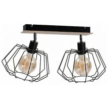 Keter Lighting - 584 Soho Twin Plafonnier Spot Bois, 55cm, 2x E27