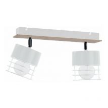 792 Casa Twin Deckenstrahler Weiß, Holz, 50cm, 2x E27 - Keter Lighting