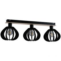 813 Nicoleta Faretto da Soffitto Bar Nero e Naturale, 62cm, 3x E27 - Keter Lighting