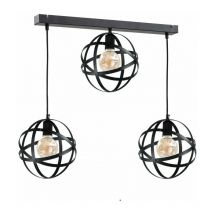 Keter Lighting - 910 Pola Bar Suspension Plafonnier Noir, 65cm, 3x E27