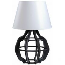 Keter Lighting - 928 Lampe de table Bento avec abat-jour conique rond gris, blanc, 30,5 cm, 1x E27