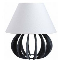 Keter Lighting - 935 Lampe de table Nora avec abat-jour conique rond gris, blanc, 25 cm, 1x E27