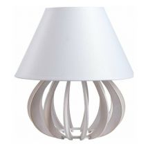 Keter Lighting - 939 Lámpara de Mesa Nora Pantalla Redonda Cónica Blanco, 25cm, 1x E27