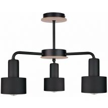 Keter Lighting - Keter Luce Multi Arm Semi Flush Ceiling Light Black, Wood, 44cm, 3x E27