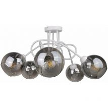 Keter Lighting - Keter Ring Multi Arm Semi Flush Ceiling Light White, 70cm, 5x E27