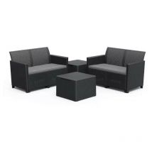 Set 2 Canapés + 2 Tables Basses Containers claire canapé double table de rangement Graphite - Keter