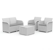 Set 2 Fauteuils + Canapé + Table de Rangement rosalie lounge blanc - Keter