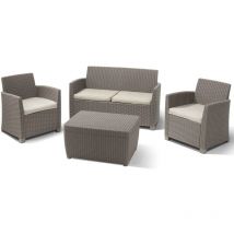 Set Lounge mia Cappuccino Canapé + 2 Fauteuils + Table de Rangement - Keter