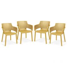 Set x4 Silla de exterior de jardín Elisa Must Amarilla 61,5x53x78,4cm - Keter
