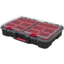 Keter – Stack N Roll Tool Box Case Organiser – Heavy-Duty, IP54 Seal, Transparent Lid, Removable Bins
