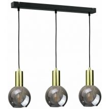 Keter Lighting - Keter Supra Bar Pendant Ceiling Light Black, Gold, 60cm, 3x E27