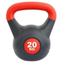 Kettlebell Pvc Rempli De Ciment - Poids 20kg - Rouge Et Noir