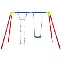 Doppelschaukel 'Combi' mit Strickleiter, rot / blau - Kettler