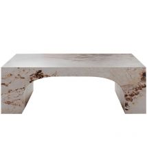 Keya - Table basse arc marbre d'ingénierie beige et marron