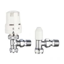 15mm trv Thermostatic Radiator Valve Angled & Lockshield Bi-Directional - Keyplumb