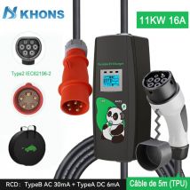 Khons - 11kw Chargeur De Voiture Électrique 3 Phases 16A Chargeur Portable Type 2 evse Chargeur De Voiture Électrique IEC62196