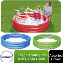 Ac-deco - Bestway Paddling Pool 3 Ring Kids' with Repair Patch, 152x30cm, Colour may vary