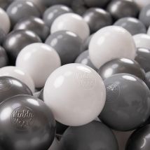 50 ∅ 7CM Palline Morbide Colorate Per Piscina Bambini Fatto In eu, Bianco/Grigio/Argento - bianco/grigio/argento - Kiddymoon