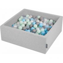 90X30cm/200 Palline ∅ 7CM Quadrato Piscina Di Palline Colorate Per Bambini Fabbricato In eu, Grigio Ch:Perla/Grigio/Trasparente/Azzurro/Menta