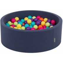 Kiddymoon - 90X30cm/300 Palline Piscina Di Palline Colorate Per Bambini Tondo Fabbricato In eu, Blu:Verdech/Giallo/Turchese/Arancione/Rosasc/Viola