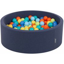 Kiddymoon - 90X30cm/300 Palline Piscina Di Palline Colorate Per Bambini Tondo Fabbricato In eu, Blu:Verde Ch/Arancione/Turchese/Blu/Azzurro/Giallo