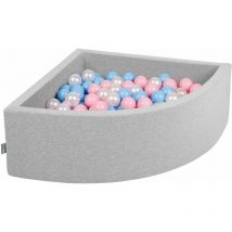 Kiddymoon - 90X30cm/300 Palline Piscina Di Palline Colorate ∅7Cm Per Bambini Quarto Angolare In eu, Grigio Ch:Azzurro/Rosa Chiaro/Perla - grigio