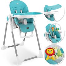 3in1 Hochstuhl Kinderhochstuhl inkl. Spielbügel Babyliege Kombihochstuhl Babyhochsitz 7 höhenverstellbar Verstellbare Rückenlehne Türkis - Kidiz