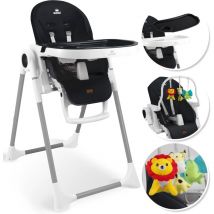 3in1 Hochstuhl Kinderhochstuhl inkl. Spielbügel Babyliege Kombihochstuhl Babyhochsitz 7 höhenverstellbar Verstellbare Rückenlehne Schwarz - Kidiz