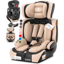 KIDIZ Autokindersitz Kindersitz Kinderautositz Autositz Sitzschale 9 kg - 36 kg 1-12 Jahre Gruppe 1/2 / 3 universal zugelassen nach ECE R129/03 Beige