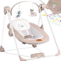 Kidiz - Babywippe Babyschaukel mit 5 Geschwindigkeitseinstellungen zusammenklappbarer Baby Wippe Schaukel Babyhochstuhl mit Spielbogen Spielzeugen