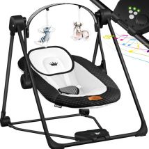 Kidiz - Baby Bouncer Columpio con 5 velocidades Columpio plegable Baby Bouncer Trona con arco de juego Negro