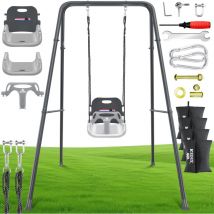 Kidiz - Balançoire bébé avec support Indoor/Outdoor avec support métallique réglable en hauteur Châssis de balançoire/4 sacs de sable/sangle de
