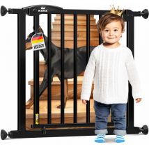 Kidiz - puerta de seguridad barrera puerta de la escalera puerta del niño puerta del animal doméstico 102 - 115 cm negro +28