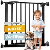 Porta di sicurezza cancello di sbarramento cancello per scale cancello per bambini cancello per animali domestici 102 - 115 cm nero +28 - Kidiz