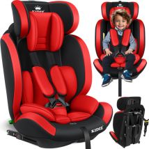 KIDIZ Siège auto Premium Groupe 1+2+3, 9-36 kg Ceinture de sécurité à 5 points Siège auto Appui-tête réglable Croissant Rouge