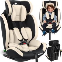 Silla de auto Premium grupo 1+2+3, 9-36 kg Arnés de seguridad de 5 puntos Reposacabezas ajustable Beige - Kidiz