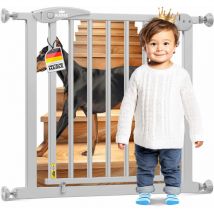 Kidiz - Türschutzgitter Absperrgitter Treppengitter Kindergitter Gitter Haustier 102 - 115 cm grau + 28