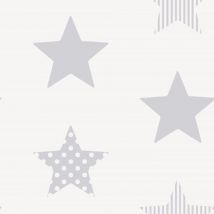 Kids At Home - Papel de pared Kids @ Home Superstar plateado y blanco Noordwand
